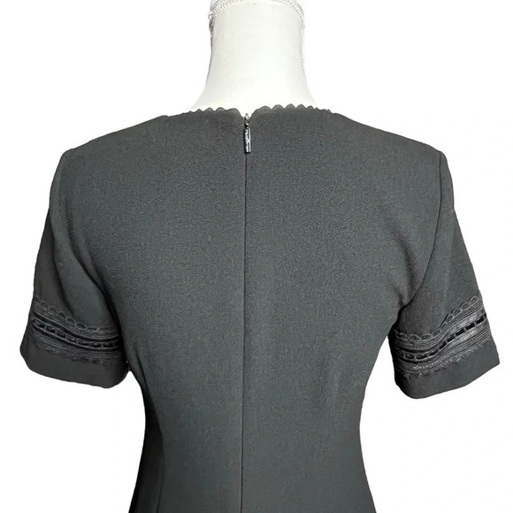 Karl Lagerfeld Black Sheath Dress with Leather Embroidery Size 4 - Picture 6 of 11